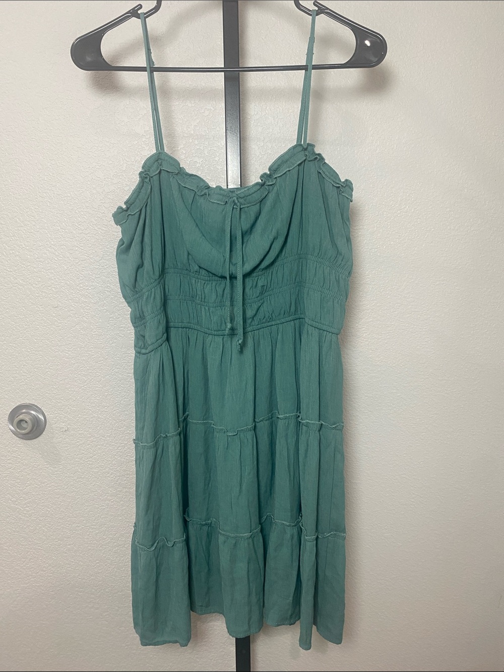 Trixxi Teal-Green Spaghetti Strap Tiered Mini Dress xxl fully lined